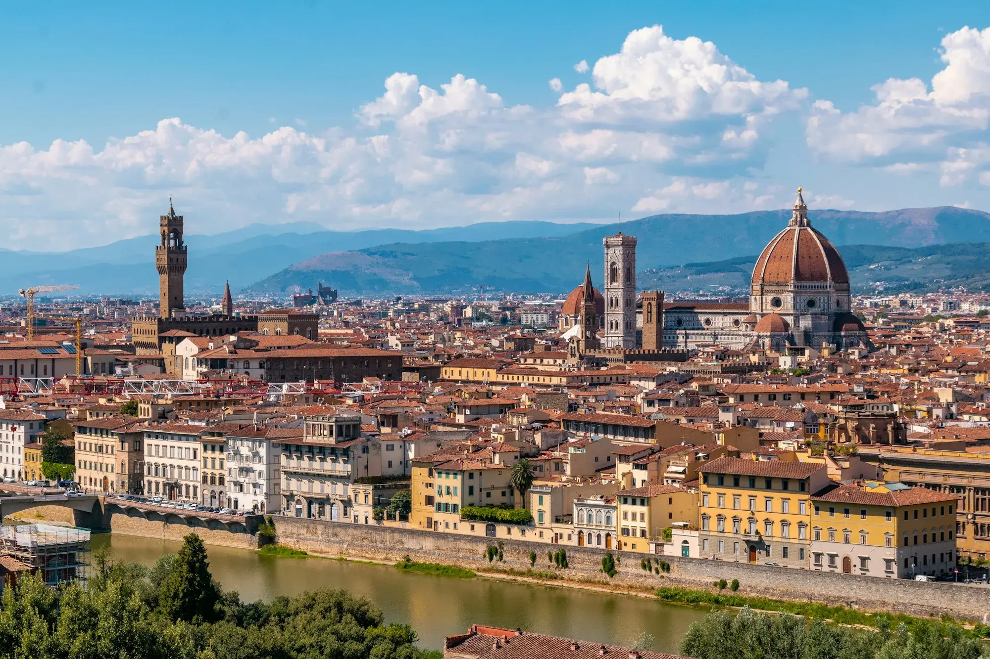 View over Florence from Piazzale Michelangelo, with the Arno, the cathedral dome and the hills beyond